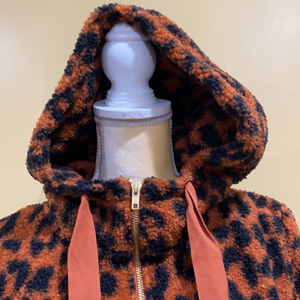 LOFT Leopard Print Sherpa Hoodie - Picture 7 of 11